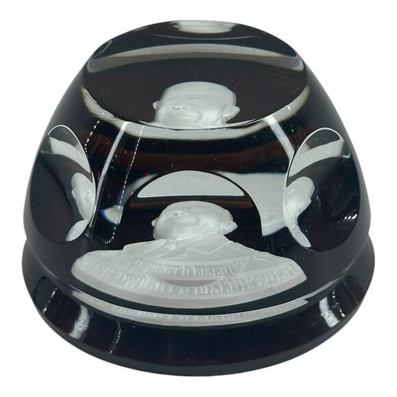 1979 Franklin Mint Dwight D. Eisenhower Came Paperweight Baccarat Crystal VTG - Picture 6 of 12